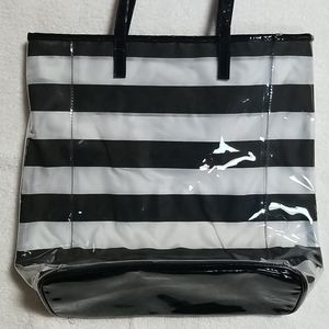 Venus Black & White striped beach bag